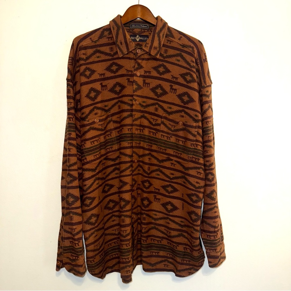 RIFT VALLEY/Adventurer Knitwear AZTEC Heavy Flannel Shirt Shacket XL Western